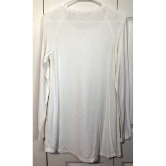 Soft Surroundings M White Viscose Blend Raglan Sleeve Sheer Sweater Round Neck - Picture 3 of 5